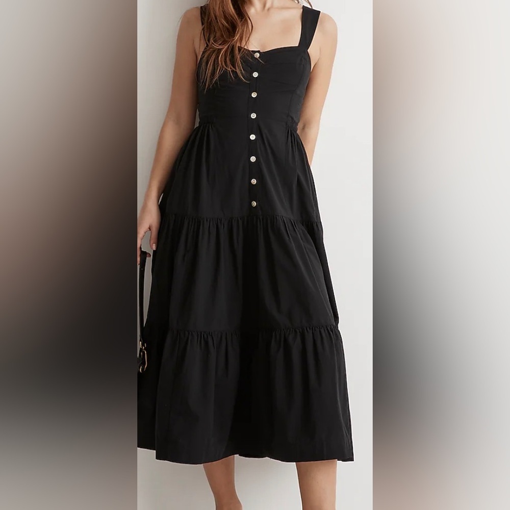 Madewell Button-Front Tiered Midi Dress size 14
